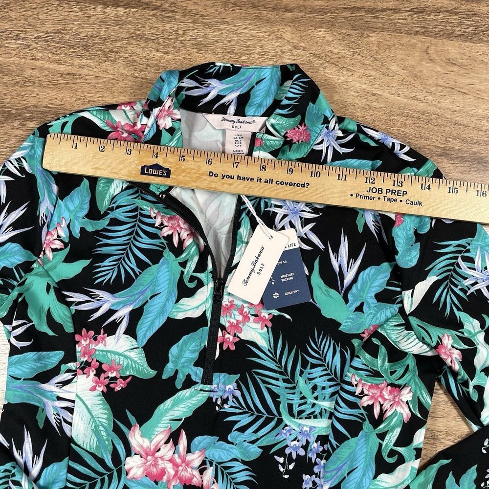 NWT TOMMY BAHAMA Golf Tennis S Long Sleeve Shirt 1/4 Zip Popover Top‎ TROPICAL - Picture 5 of 9